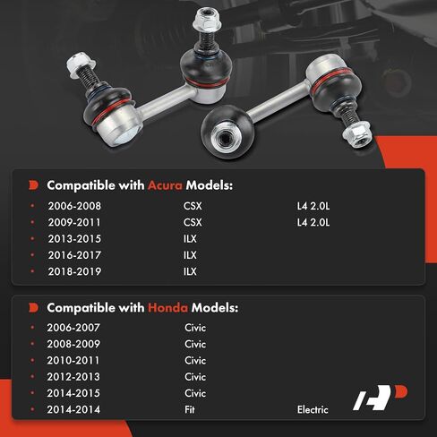 A-Premium 2 × وصلات قضيب التثبيت الخلفية، متوافقة مع Honda Civic 2006-2015، Fit 2014، Acura ILX 2013-2019، CSX 2006-2011 in Saudi Arabia