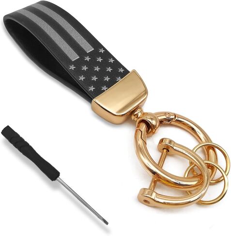 American USA Flag Car keychain, Personalized Zinc Alloy Circular Car Keychains, Compatible withTruck Chevrolet, Ford, Jeep, Men Women Car Accessories, Golden in Saudi Arabia