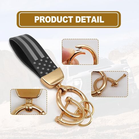 American USA Flag Car keychain, Personalized Zinc Alloy Circular Car Keychains, Compatible withTruck Chevrolet, Ford, Jeep, Men Women Car Accessories, Golden in Saudi Arabia