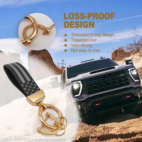 American USA Flag Car keychain, Personalized Zinc Alloy Circular Car Keychains, Compatible withTruck Chevrolet, Ford, Jeep, Men Women Car Accessories, Golden in Saudi Arabia