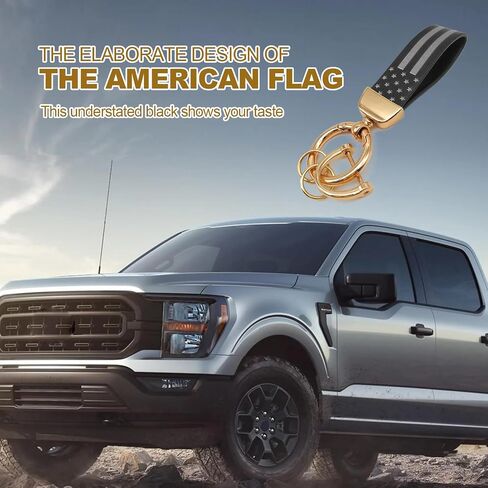 American USA Flag Car keychain, Personalized Zinc Alloy Circular Car Keychains, Compatible withTruck Chevrolet, Ford, Jeep, Men Women Car Accessories, Golden in Saudi Arabia