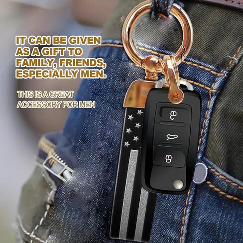 American USA Flag Car keychain, Personalized Zinc Alloy Circular Car Keychains, Compatible withTruck Chevrolet, Ford, Jeep, Men Women Car Accessories, Golden in Saudi Arabia
