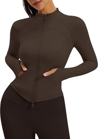 Gacaky Womens Cropped Workout Running Jackets Lightweight Slim Fit Athletic Yoga Jacket Full Zip Tops with Pocket in Kuwait