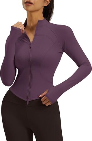 Gacaky Womens Cropped Workout Running Jackets Lightweight Slim Fit Athletic Yoga Jacket Full Zip Tops with Pocket in Kuwait