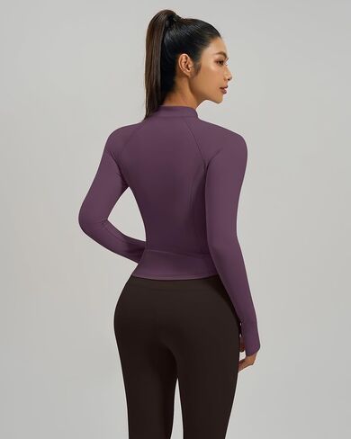 Gacaky Womens Cropped Workout Running Jackets Lightweight Slim Fit Athletic Yoga Jacket Full Zip Tops with Pocket in Kuwait