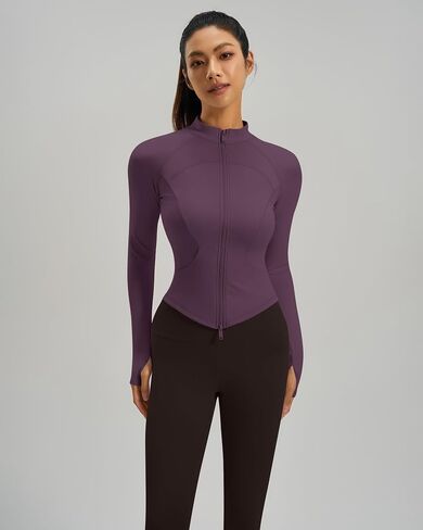 Gacaky Womens Cropped Workout Running Jackets Lightweight Slim Fit Athletic Yoga Jacket Full Zip Tops with Pocket in Kuwait