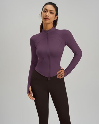 Gacaky Womens Cropped Workout Running Jackets Lightweight Slim Fit Athletic Yoga Jacket Full Zip Tops with Pocket in Kuwait