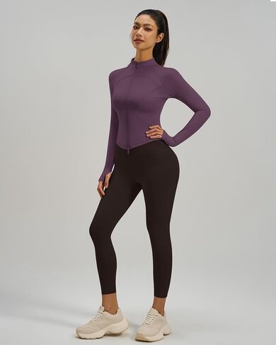 Gacaky Womens Cropped Workout Running Jackets Lightweight Slim Fit Athletic Yoga Jacket Full Zip Tops with Pocket in Kuwait