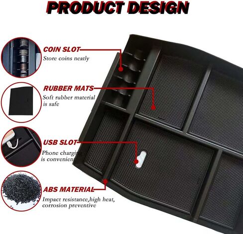 Center Console Organizer Tray Compatible With Ford F150 2015 2016 2017 2018 2019 2020 Storage Box Insert Armrest Tray-Full Console w/Bucket Seats ONLY (Fit for F150 2015-2020) in Saudi Arabia