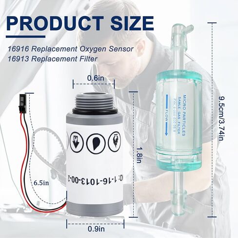 مستشعر O2 16916 متوافق مع مستشعر Robinair 16916 البديل، مستشعر O2 1-16-1013-00-2، يناسب أجهزة التيار المتردد R1234yf - يتضمن فلتر معرف المبرد 16913. in Kuwait