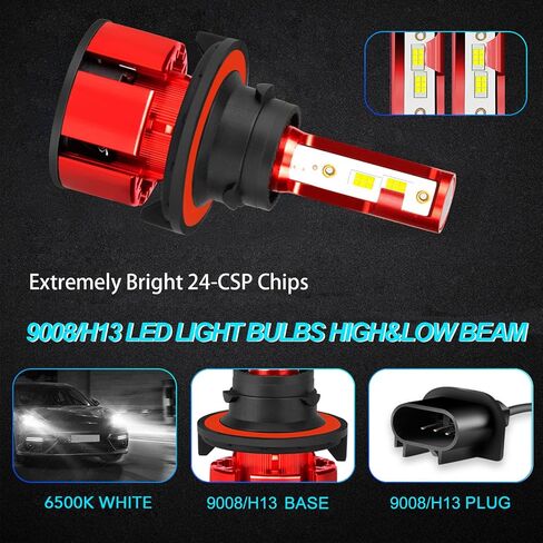 لمصابيح شيفروليه تشيفي كامارو 2010-2013، IP68 مقاومة للماء، 800% سطوع Hi وLo Beam+مصابيح الضباب، 6500K أبيض، 36000LM فائق السطوع، تبديد حرارة فعال، 4 قطع in Kuwait