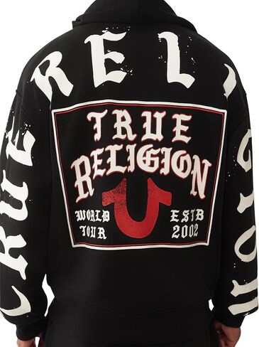 True Religion Men's TR Flag Relaxed Zip Up Hoodie –Casual Full Zip Graphic Sweatshirt in Saudi Arabia