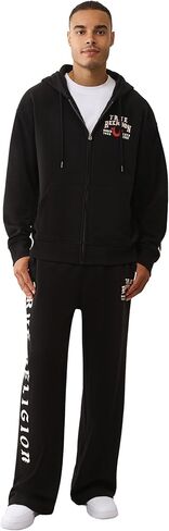 True Religion Men's TR Flag Relaxed Zip Up Hoodie –Casual Full Zip Graphic Sweatshirt in Saudi Arabia