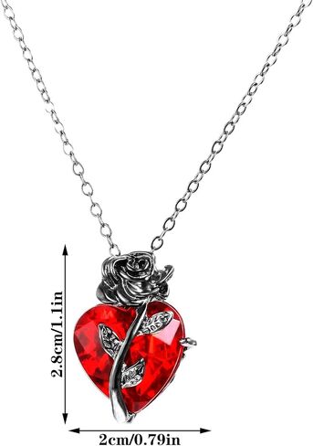 Gothic Rose Red Heart Pendant Necklace, Goth Emo Grunge Black Rose Jewelry Gifts Accessories for Women Men Aesthetic Necklace in Saudi Arabia