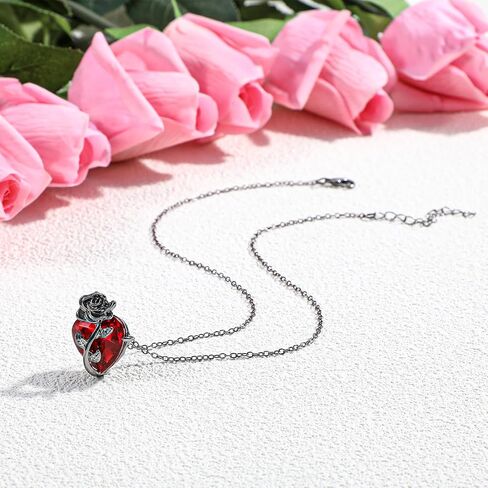 Gothic Rose Red Heart Pendant Necklace, Goth Emo Grunge Black Rose Jewelry Gifts Accessories for Women Men Aesthetic Necklace in Saudi Arabia