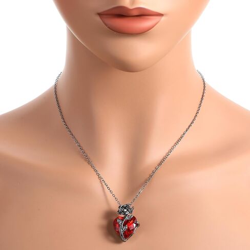 Gothic Rose Red Heart Pendant Necklace, Goth Emo Grunge Black Rose Jewelry Gifts Accessories for Women Men Aesthetic Necklace in Saudi Arabia