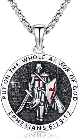 St Michael/Florian/Christopher/Sebastian/Jesus/Knights Templar Necklace S925 Sterling Silver Religious Protector Medal Necklace Jewelry Gifts for Men Women Birthdays Christmas in Saudi Arabia