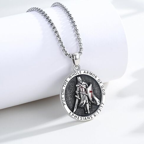St Michael/Florian/Christopher/Sebastian/Jesus/Knights Templar Necklace S925 Sterling Silver Religious Protector Medal Necklace Jewelry Gifts for Men Women Birthdays Christmas in Saudi Arabia