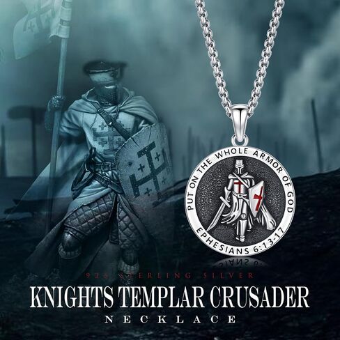 St Michael/Florian/Christopher/Sebastian/Jesus/Knights Templar Necklace S925 Sterling Silver Religious Protector Medal Necklace Jewelry Gifts for Men Women Birthdays Christmas in Saudi Arabia