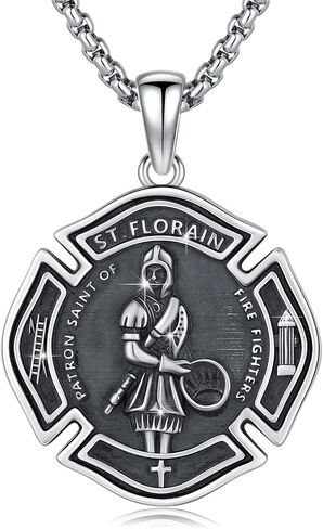 St Michael/Florian/Christopher/Sebastian/Jesus/Knights Templar Necklace S925 Sterling Silver Religious Protector Medal Necklace Jewelry Gifts for Men Women Birthdays Christmas in Saudi Arabia