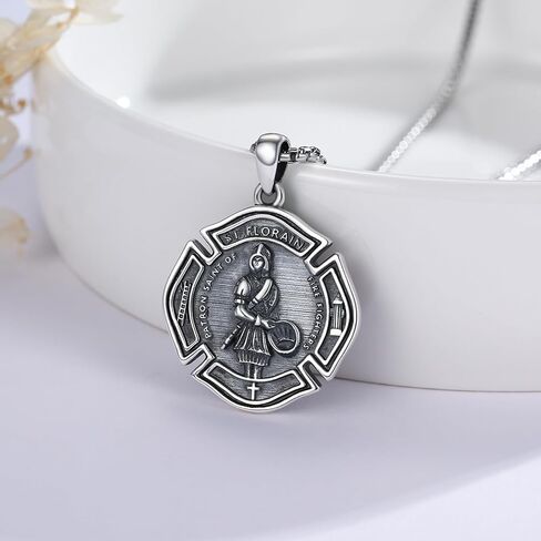 St Michael/Florian/Christopher/Sebastian/Jesus/Knights Templar Necklace S925 Sterling Silver Religious Protector Medal Necklace Jewelry Gifts for Men Women Birthdays Christmas in Saudi Arabia