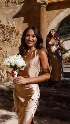 Women's One-Shoulder Satin Bridesmaid Dresses Maxi Dress with High Slit Elegant Formal Evening Gown in Saudi Arabia