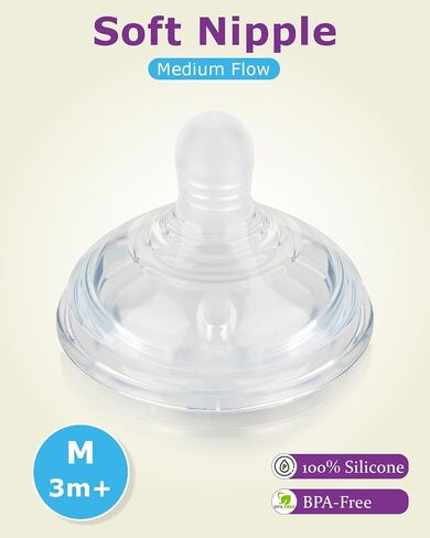 Silicone Baby Bottle Nipples for Tommee Natural Start Anti-Colic Bottles &Advanced Anti-Colic Bottles,Closer to Nature Bottles,Fast Flow,Size 3 Nipple,6m+, 4 Count in Kuwait