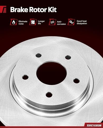 Torchbeam 31266 دوارات الفرامل الأمامية لعام 2004 كامري 3.0؛ 3.3L، 1999-2003 RX300، 2004-2006 ES330، 2002-2003 كامري 3.0L 2 قطعة استبدال دوار الفرامل القرصية in Kuwait