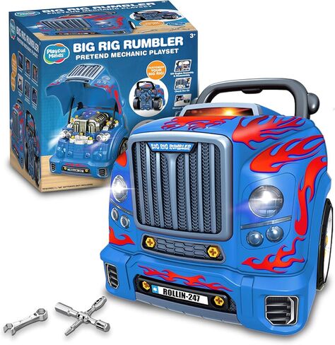 Interactive Large Truck Engine Toy for Kids – Complete Mechanic Repair Kit with Removable Parts, Lights, Sounds, Tools, Engine Builder for Kids in Kuwait