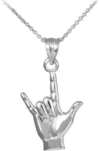 Claddagh قلادة من الذهب عيار 925 من الفضة الاسترليني I Love You مصنوعة يدويًا بلغة الإشارة in Saudi Arabia