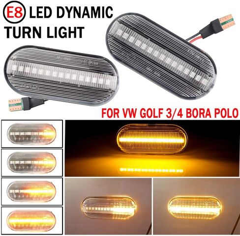 مصباح إشارة الانعطاف LED ضوء علامة جانبية للحاجز الأمامي متوافق مع VW Jetta MK4 Golf Bora Passat لمقعد إيبيزا 6L ليون لفورد فيوجن فوكس C-Max (كريستال) in Saudi Arabia