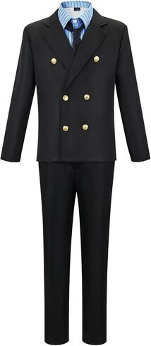 Unisex Men Anime Black Suit Blue Striped Shirt Cosplay Costume Uniform Pants Halloween Outfits for Women in Saudi Arabia