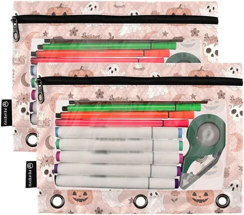 Emelivor Cute Sunflower Hamster Pencil Pouch for 3 Ring Binder 2 Pack Binder Pencil Pouches Zippered Clear Pencil Case Cosmetic Bag for Office Daily College Supplies in Kuwait