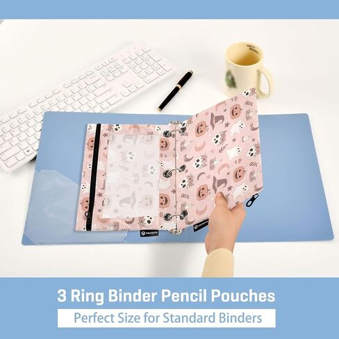 Emelivor Cute Sunflower Hamster Pencil Pouch for 3 Ring Binder 2 Pack Binder Pencil Pouches Zippered Clear Pencil Case Cosmetic Bag for Office Daily College Supplies in Kuwait