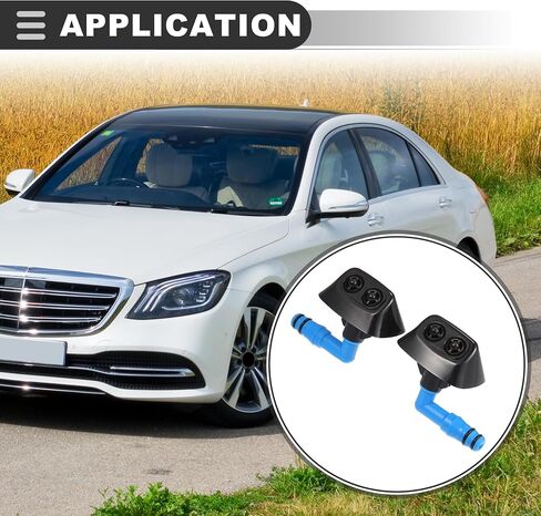 Motoforti Front Left Right Headlight Washer Nozzle Sprayer Jet, for Saab 9-3 All Models 2004-2011, Plastic, Black, 2pcs in Saudi Arabia