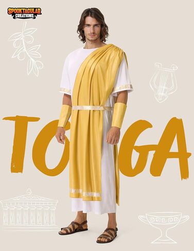 Spooktacular Creations Halloween Toga Costume Men, Adult Greek God Roman Deluxe Outfit, Classic Toga Dress for Cosplay Party in Saudi Arabia
