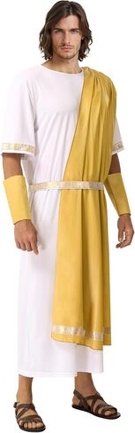 Spooktacular Creations Halloween Toga Costume Men, Adult Greek God Roman Deluxe Outfit, Classic Toga Dress for Cosplay Party in Saudi Arabia