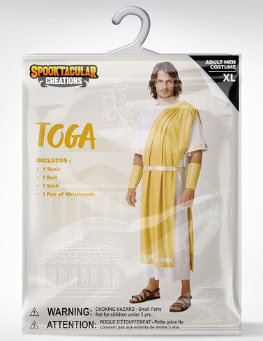 Spooktacular Creations Halloween Toga Costume Men, Adult Greek God Roman Deluxe Outfit, Classic Toga Dress for Cosplay Party in Saudi Arabia