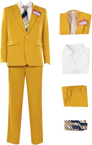 Men's Shrunken Head Bob Costume Beetle Shrinker Bob Cosplay Yellow Suit Halloween Jacket Shirt Pants Outfit in Saudi Arabia