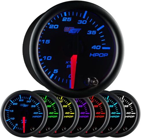GlowShift Black 7 Color 4,000 PSI High Pressure Oil Pressure HPOP Gauge - Compatible with 1994-2003 7.3L & 2003-2007 6.0L Ford Power Stroke Diesel Engines - Black Face - Clear Lens - 2-1/16" 52mm in Saudi Arabia