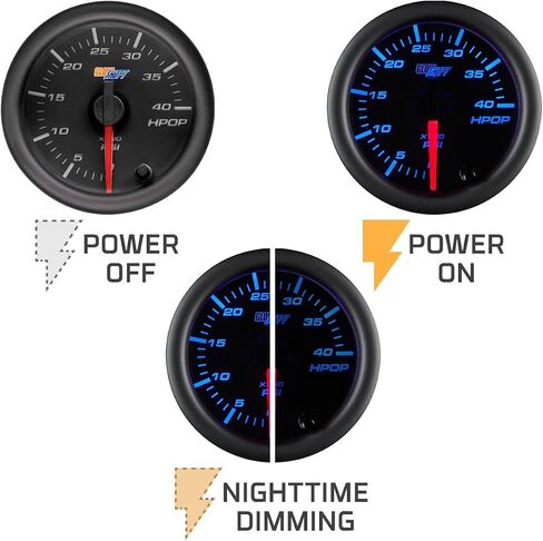 GlowShift Black 7 Color 4,000 PSI High Pressure Oil Pressure HPOP Gauge - Compatible with 1994-2003 7.3L & 2003-2007 6.0L Ford Power Stroke Diesel Engines - Black Face - Clear Lens - 2-1/16" 52mm in Saudi Arabia