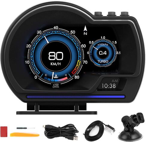 , Qiilu Car OBD2+ Smart Gauge Car HUD Speedometer Turbo RPM Alarm for Car Truck in Saudi Arabia
