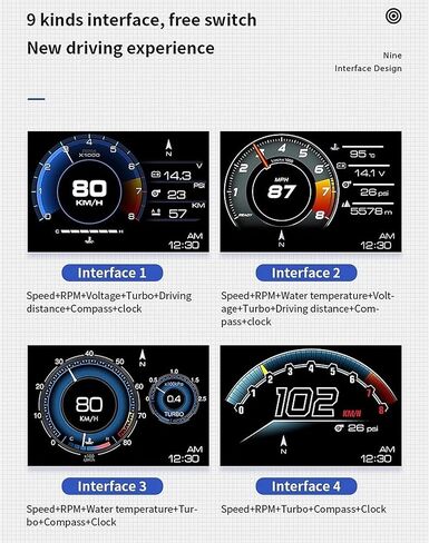 , Qiilu Car OBD2+ Smart Gauge Car HUD Speedometer Turbo RPM Alarm for Car Truck in Saudi Arabia