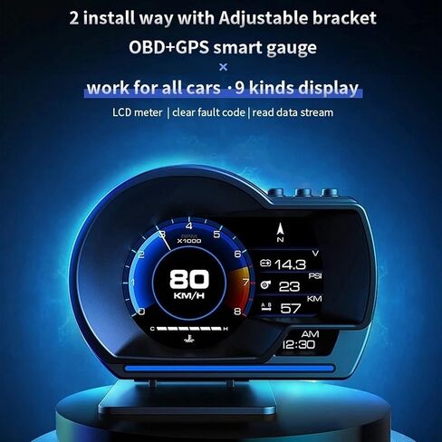 , Qiilu Car OBD2+ Smart Gauge Car HUD Speedometer Turbo RPM Alarm for Car Truck in Saudi Arabia