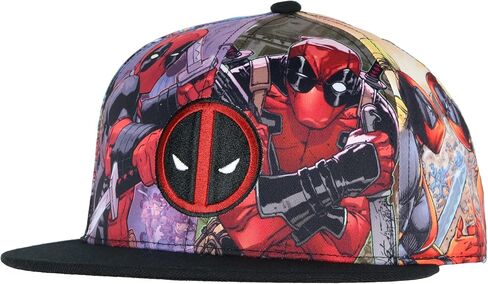 قبعة بيسبول من Marvel Comics Deadpool Allover مصممة بمشاهد تصعيدية للبالغين قابلة للتعديل، قبعة بيسبول OSFM متعددة الألوان in Kuwait