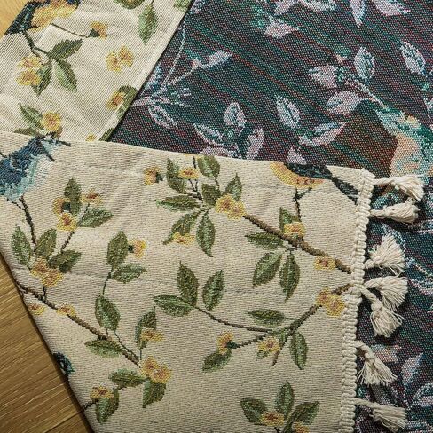 Bohemian Style Curtains,Botanical Floral Pattern for Living Room Bedroom,Jacquard Fabric Fabric Light Filtering French Farm House Tassel Decoration,60"X85",Rod Pocket Design,2 Piece in Saudi Arabia