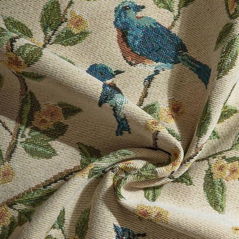 Bohemian Style Curtains,Botanical Floral Pattern for Living Room Bedroom,Jacquard Fabric Fabric Light Filtering French Farm House Tassel Decoration,60"X85",Rod Pocket Design,2 Piece in Saudi Arabia