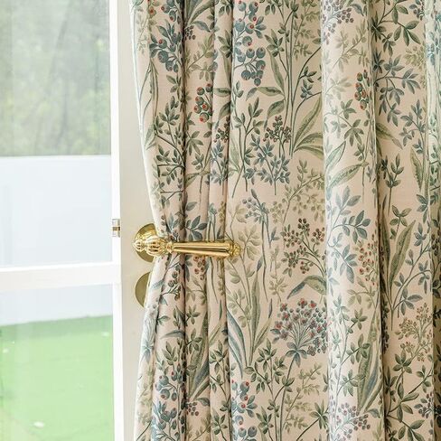 Floral Farmhouse Curtains Semi-Blackout Living Room Drapes 84 Inch Length Cotton Linen Blend Bohemian Window Curtain Panels White Bedroom Drapes, 1 Panel (Back Tab, 55" W x 84" L) in Saudi Arabia