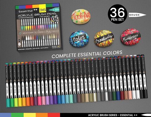 24 Flexible Brush Tip Acrylic Paint Pens Markers Set 1-7mm Line for Rock Painting, Brush Lettering, Glass, Mugs, Wood, Metal, Canvas, Fabric, Plastic Non Toxic Waterbased Quick Drying Assorted Pastel in Saudi Arabia