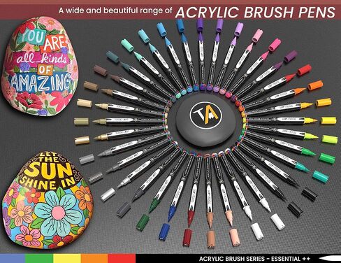 24 Flexible Brush Tip Acrylic Paint Pens Markers Set 1-7mm Line for Rock Painting, Brush Lettering, Glass, Mugs, Wood, Metal, Canvas, Fabric, Plastic Non Toxic Waterbased Quick Drying Assorted Pastel in Saudi Arabia